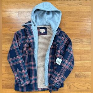 Women's Plaid Jean Jacket with Hood